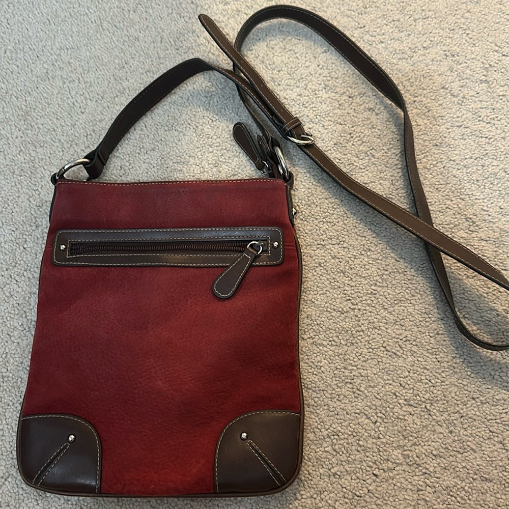 WILSONS LEATHER red suede and brown crossbody -great condition